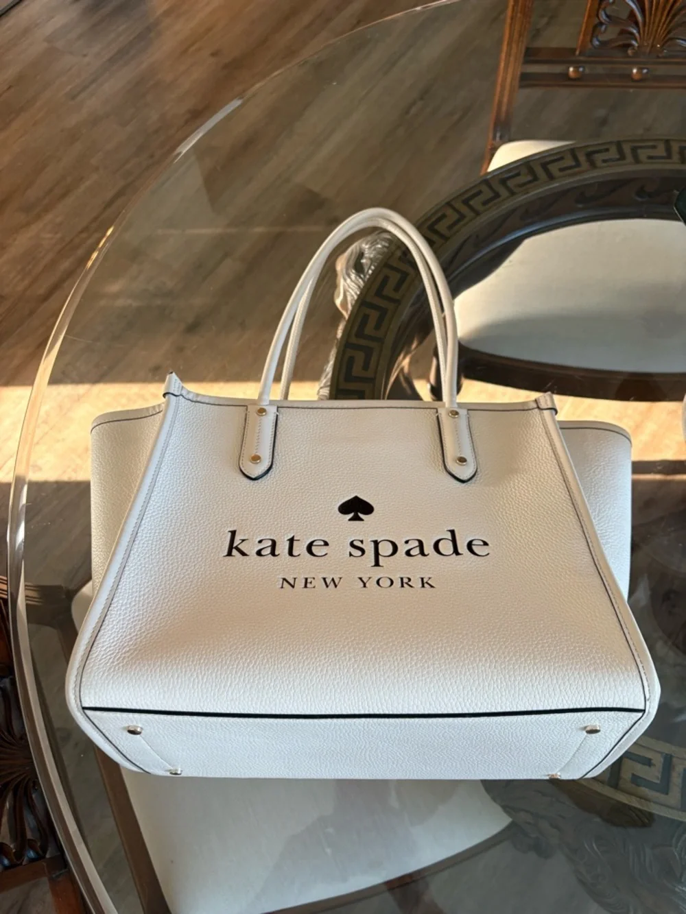 ♠️♠️KATE SPADE NEW YORK IVORY ELLA EMBOSSED LOGO PEBBLED LEATHER BAG!